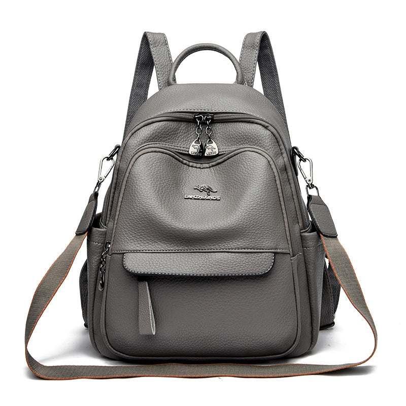 Women's Kangaroo Large Capacity Mom Soft Leather Backpacks