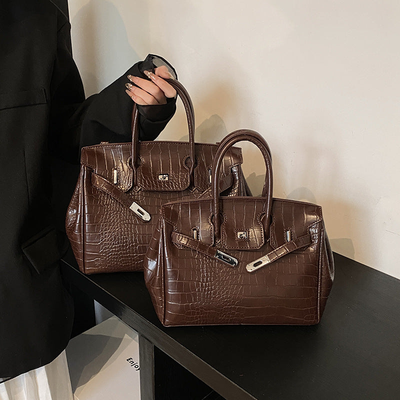 Women's High-grade Crocodile Pattern Portable Platinum Practical Tote Bags