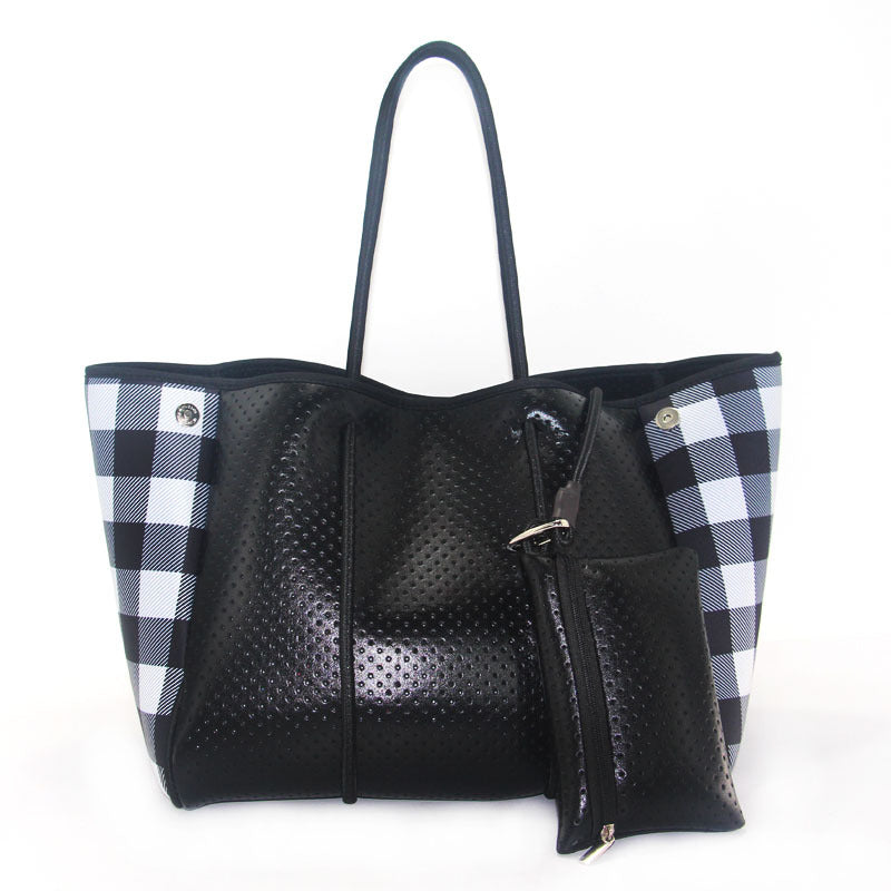 Leopard Print Printed Black Portable Beach Shoulder Bags