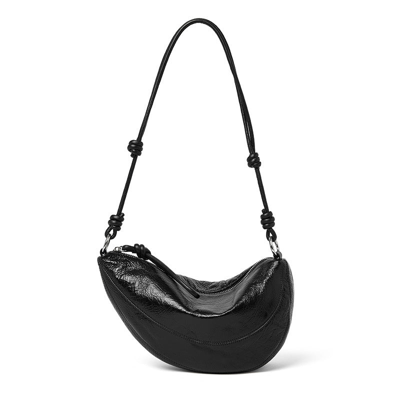 Women's Genuine Leather First Layer Oil Wax Cowhide Saddle Shoulder Bags