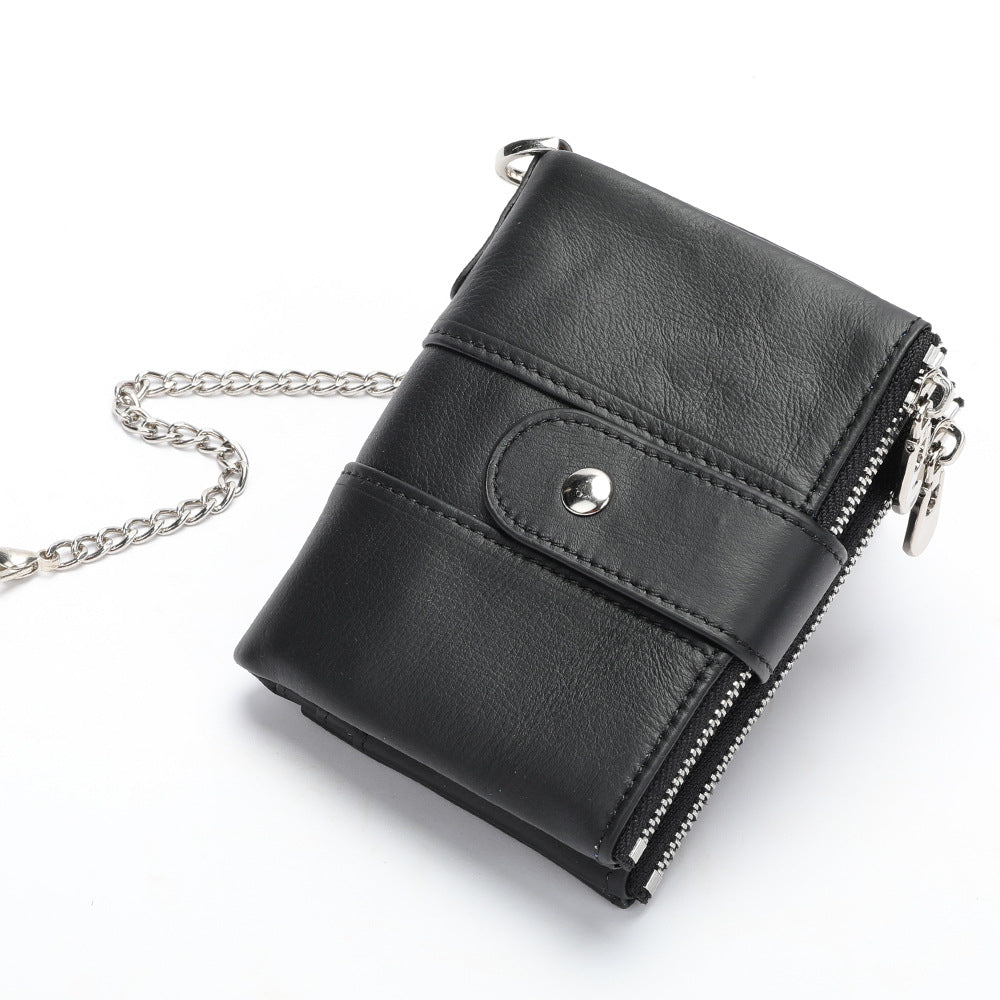 Men's Vintage 2 Fold First Layer Cowhide Coin Purses
