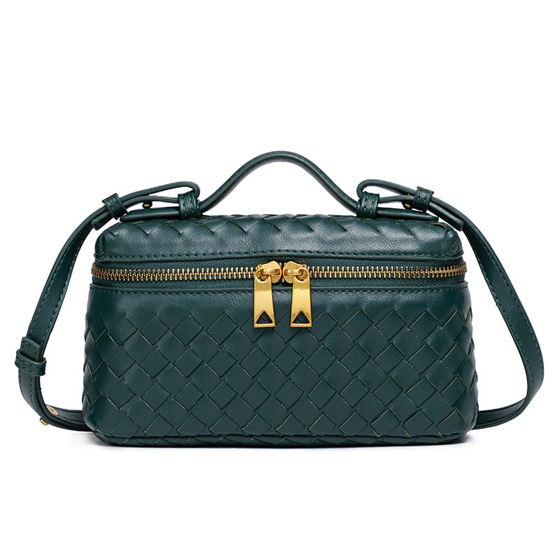 Popular Lunch Box Hand-woven Zipper Trendy Shoulder Bags