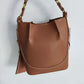 Women's Capacity Wide Strap Brown Drawstring Portable Bucket Bags