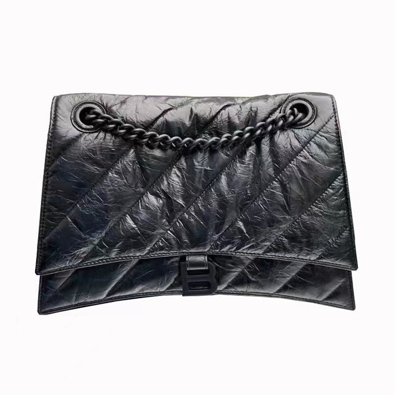 Women's High-grade First Layer Cowhide Hourglass Pleated Bags