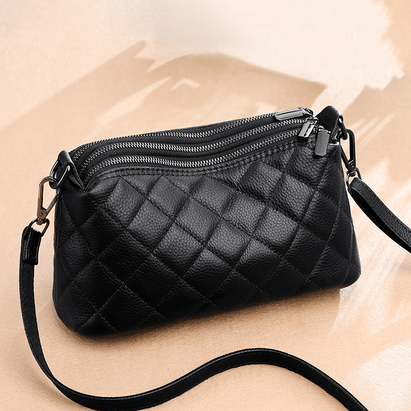 Women's First Layer Cowhide Diamond Embroidery Thread Crossbody Bags