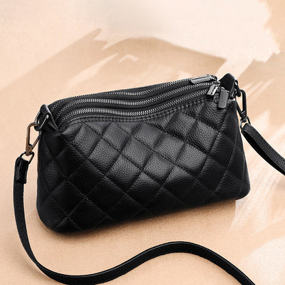 Women's First Layer Cowhide Diamond Embroidery Thread Crossbody Bags