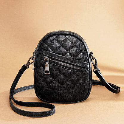 Women's Leather Packet Rhombus Mobile Ornaments Vertical Crossbody Bags