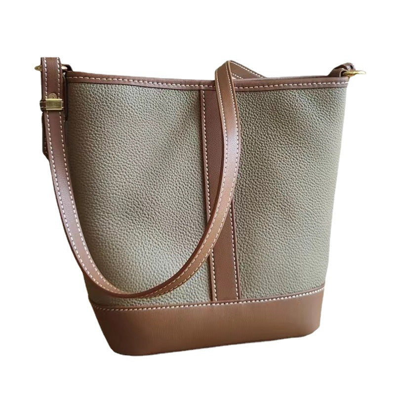 Women's Exquisite Genuine Leather Commuter First Layer Bucket Bags