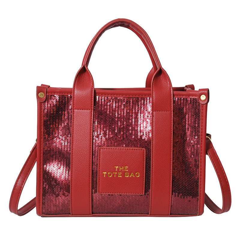 Ditch Hand-held Female Niche Sequins Contrast Tote Bags