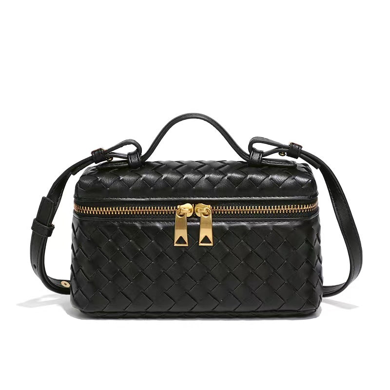 Box Weaving Lunch Two-way Zipper Closure Handbags
