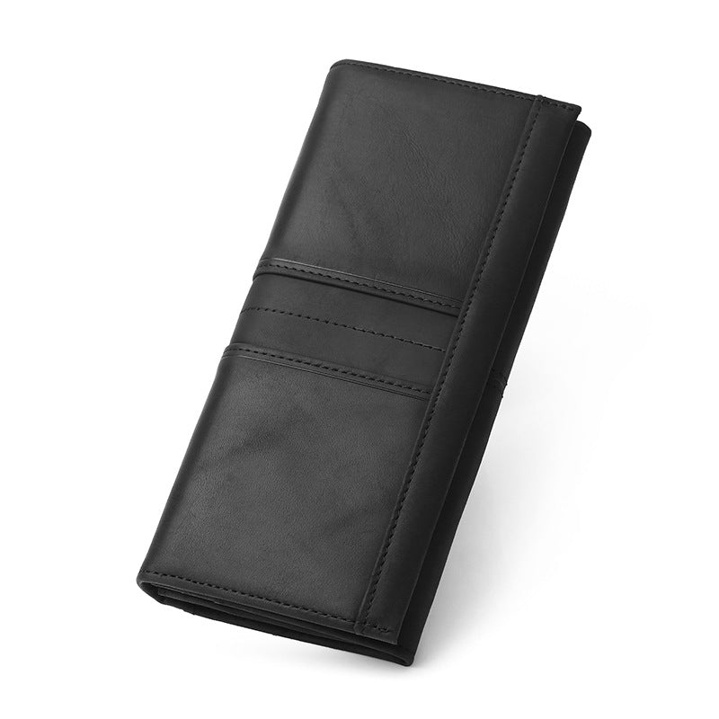 Women's & Men's & First Layer Cowhide Swiping Long Men's Wallets