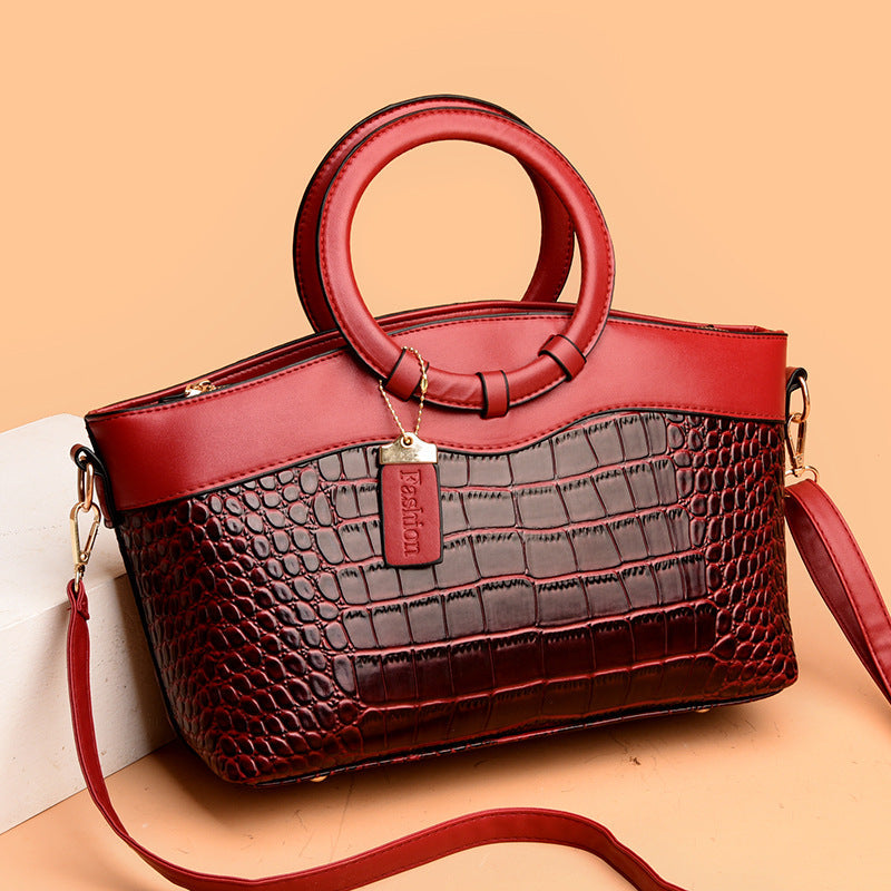 Women's Fashion Crocodile Pattern Mixed Color Handbags