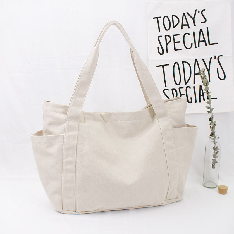 Leisure Artistic Solid Color Canvas Trendy Cloth Simple Fashion Shoulder Bags