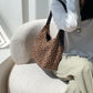 Women's Niche Vintage Leopard Print Canvas Large Shoulder Bags