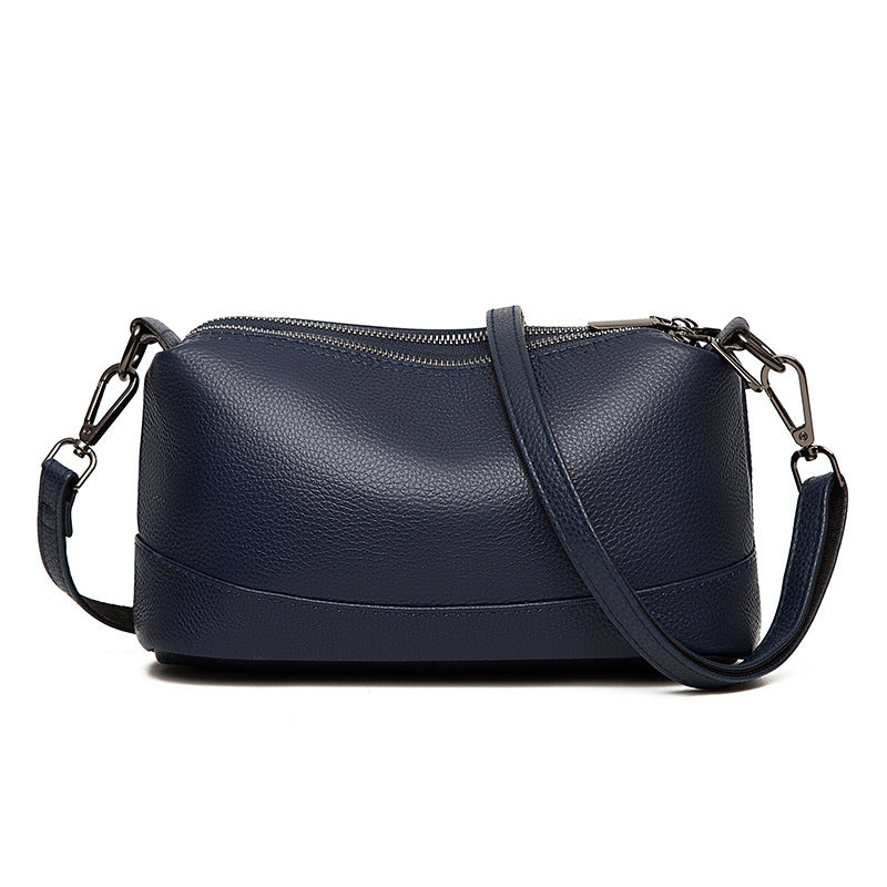 Women's First Layer Cowhide Soft Leather Zipper Light Luxury Shoulder Bags