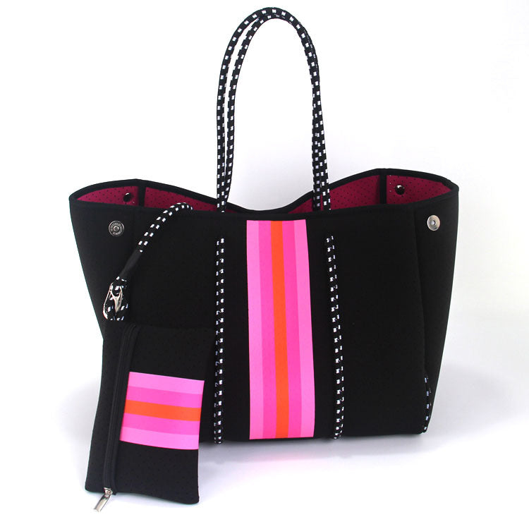 Leopard Print Printed Black Portable Beach Shoulder Bags