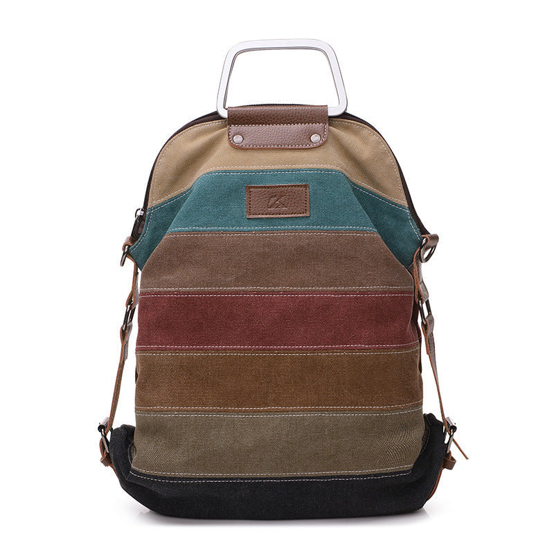 Women's Contrast Color Korean Style Canvas Large Crossbody Bags