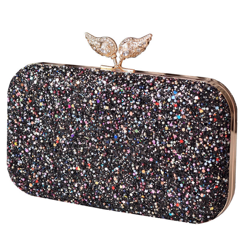 Sequins Dinner Wings Diamond Decorations Dress Garment Black Evening Bags