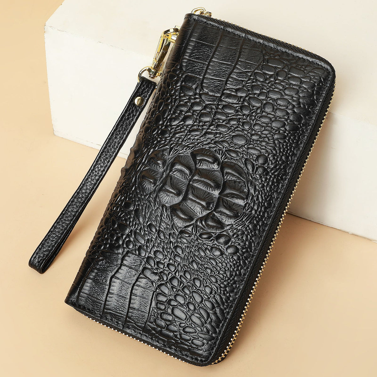 Women's Leather Long Clutch Cowhide Zip Handbags