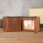 Men's Leather Retro Horizontal Zipper Cowhide Simple Distressed Genuine Men's Wallets