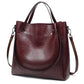 Women's Oil Leather Fashion Big Korean Style Shoulder Bags