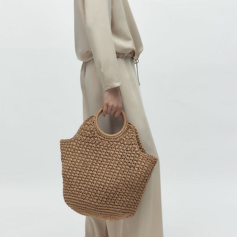 Women's Handmade Straw Large Capacity Woven Vacation Handbags