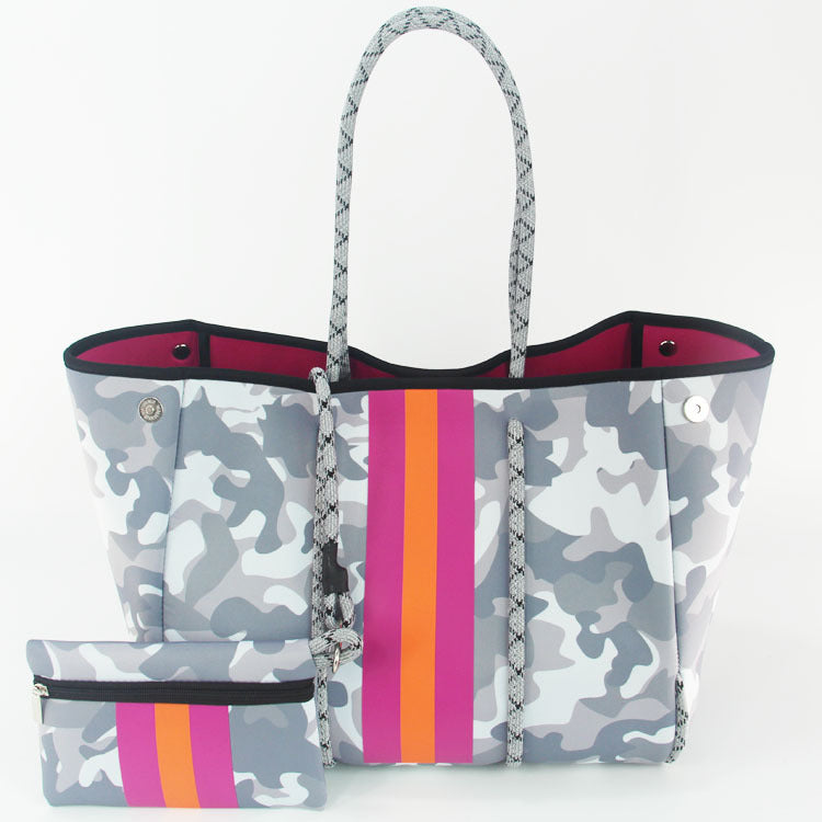 Leopard Print Printed Black Portable Beach Shoulder Bags