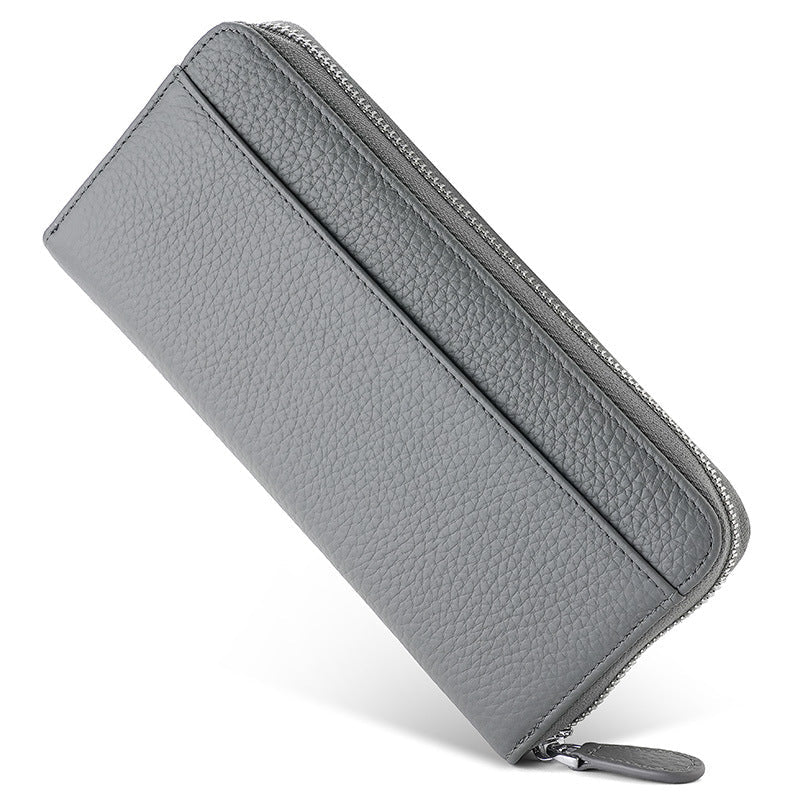 Women's Genuine Leather Long Zipper Clutch Ladies Wallets