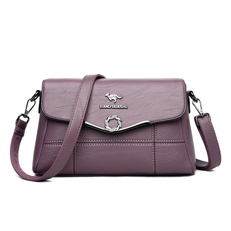 Women's Kangaroo Mother Simple Embroidery Line Shoulder Bags