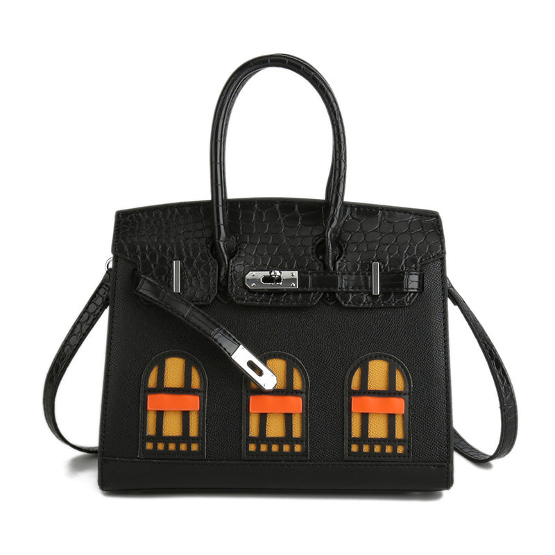 Women's Classic Contrast Color House Portable Shoulder Bags