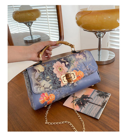 Women's High Quality Cheongsam Leather Antique Vintage Tote Bags