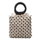 Women's Contrast Color Woven Commute Wooden Bead Shoulder Bags