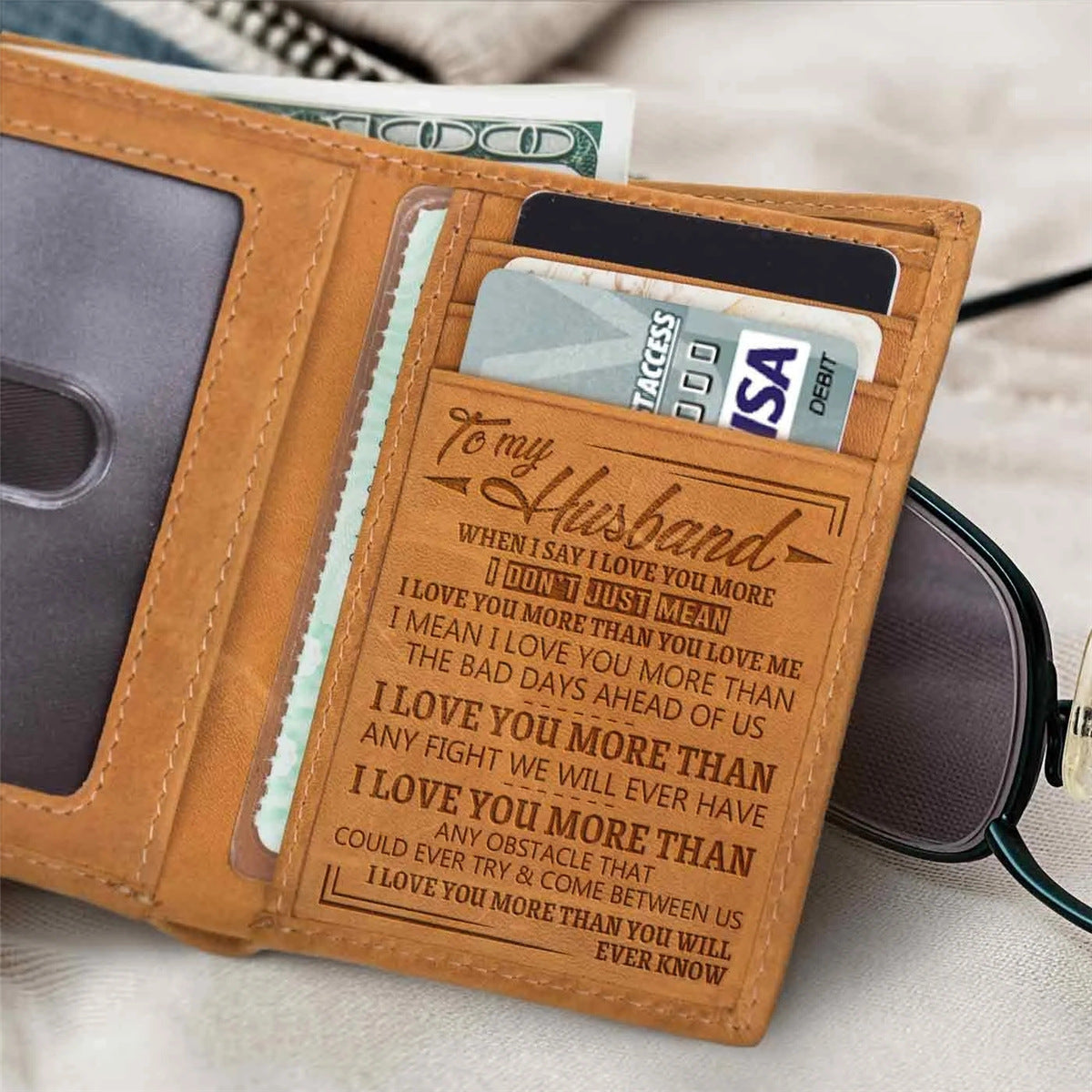 Men's For Husband Three-fold Crazy Horse Leather Men's Wallets