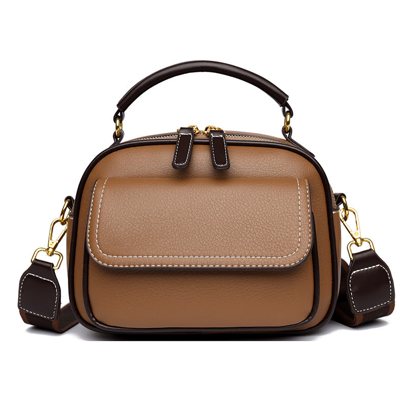 Women's Box Doctor Leather Pattern Versatile Contrast Color Bags