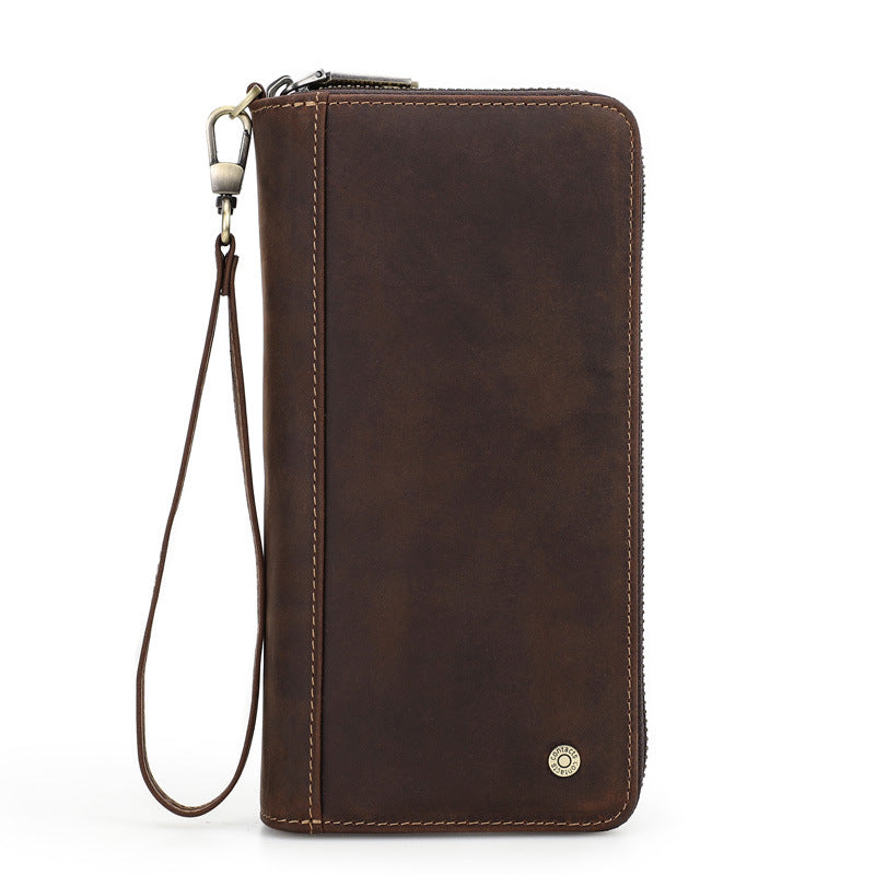 Men's Angel Retro Crazy Horse Leather Long Men's Wallets