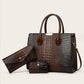 Fashionable Crocodile Texture Gradient Three-piece Large Shoulder Bags