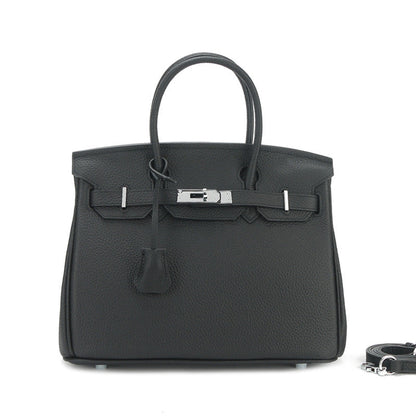 Sier Kelly Leather Large Capacity Litchi Handbags