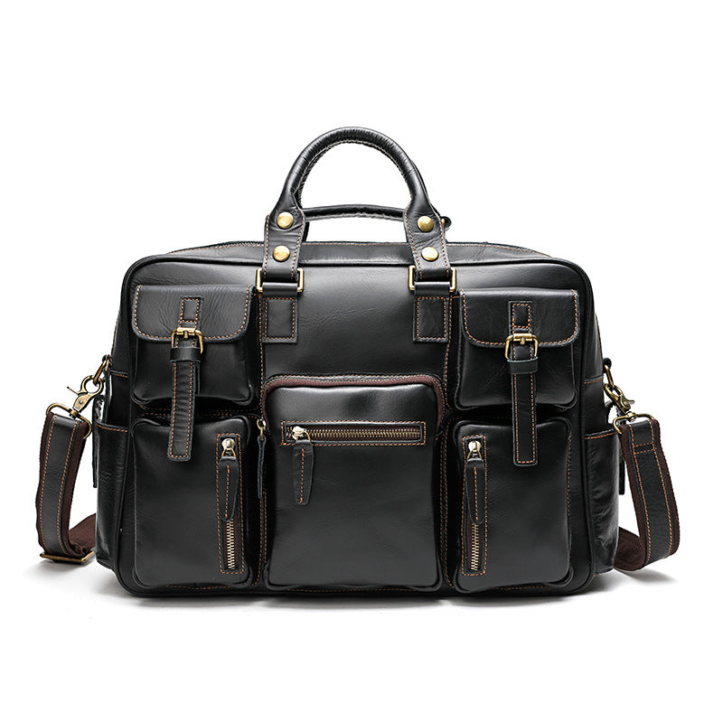 Men's Leather First Layer Cowhide Large Capacity Men's Handbags