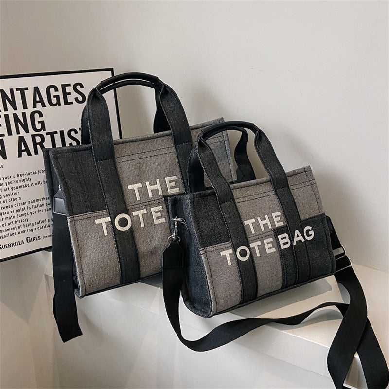 Women's Denim Fashion Retro Niche Stitching Embroidered Bags