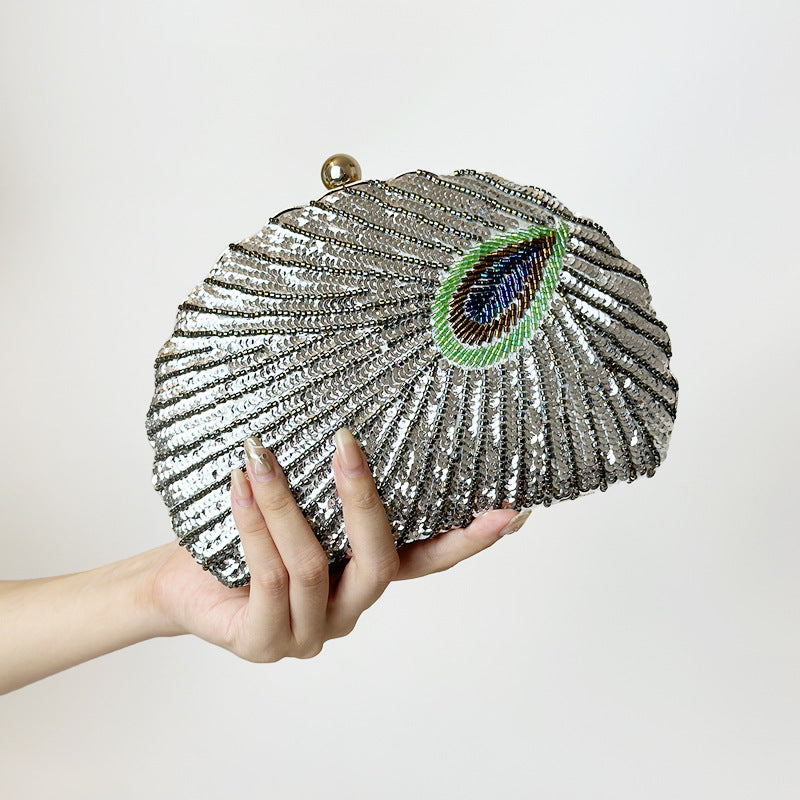 Style Beaded Embroidered Oblique Chain Cheongsam Evening Bags