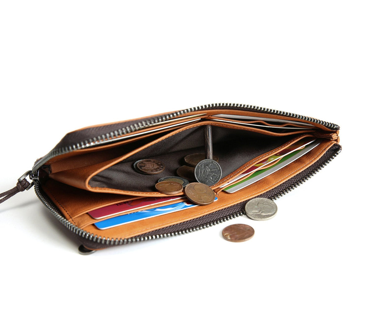 Women's & Men's Handmade Retro Long Genuine Leather Cowhide Clutch Bags