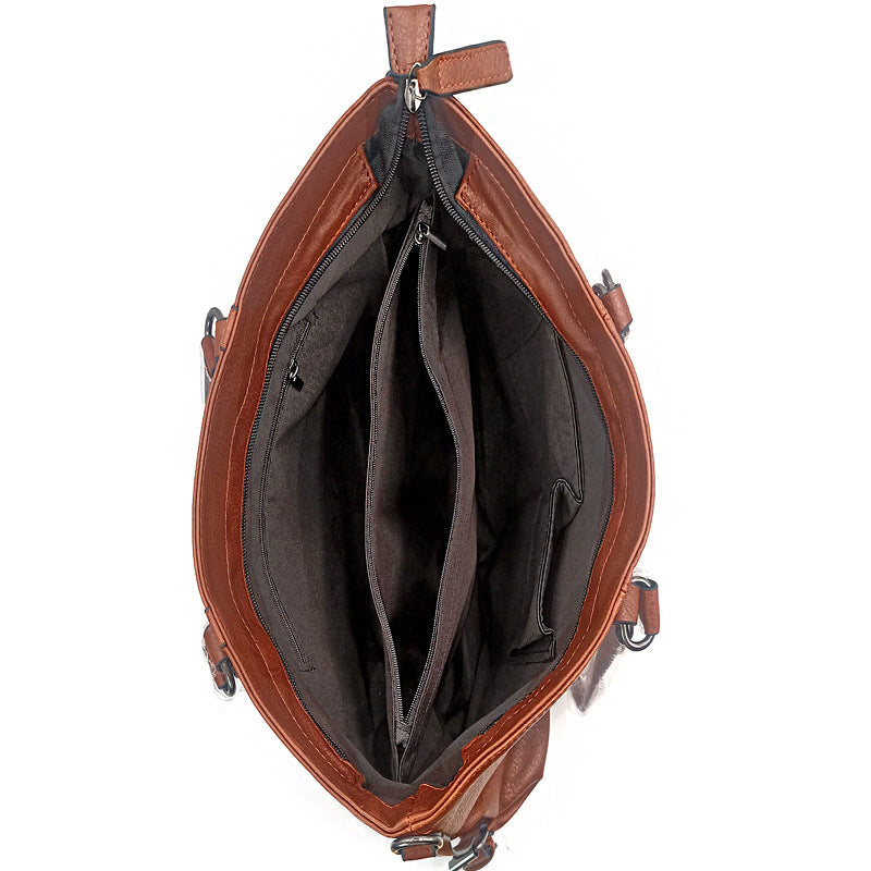 Women's Large Capacity Retro Oil Wax Skin Tote Bags