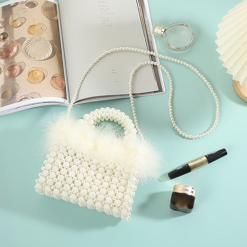 Women's Fan Pearl Dinner Sophisticated Type Banquet Evening Bags