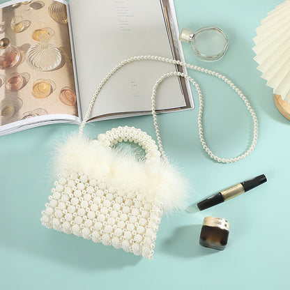 Women's Fan Pearl Dinner Sophisticated Type Banquet Evening Bags