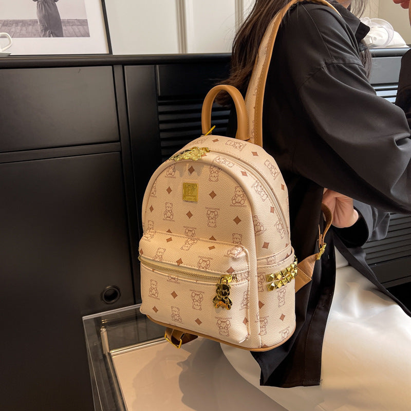 Women's Elegant Printed Bear Trend Versatile Backpacks