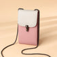 Women's Simple Contrast Color Design Chain Genuine Phone Bags