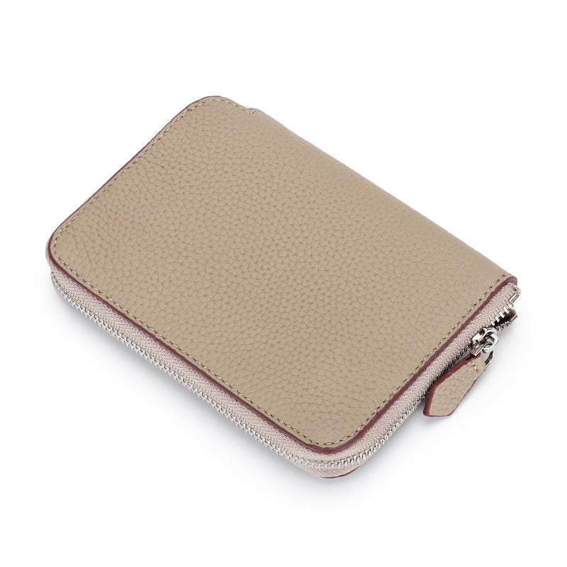 Women's Full Soft Leather Short Zipper License Ladies Wallets