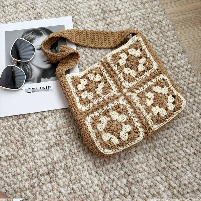 Women's Ethnic Style Crochet Woven Fashion Woolen Shoulder Bags