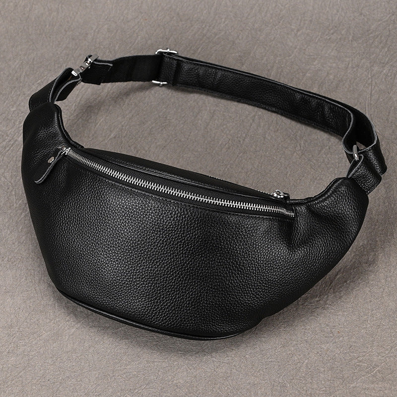 Men's Classy Innovative Genuine Leather Black Men's Waist Packs