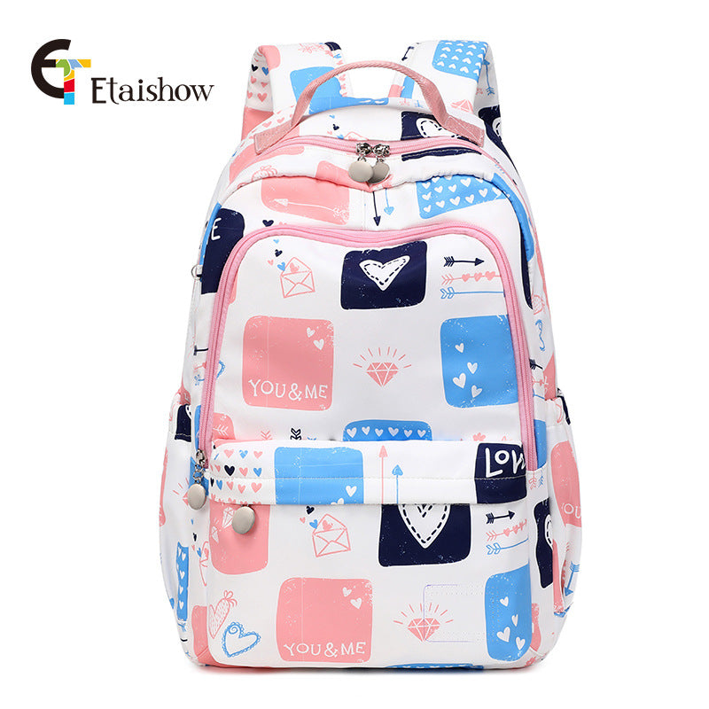 Women's For Junior Cute Cat Print Large Backpacks